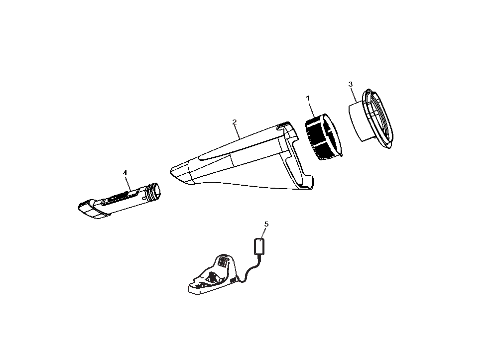 Diagram Diagram and Parts List for HNVC220BCZ00W Type 1 Black and Decker Hand Vacuum